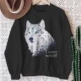 ローンウルフ 森 山 野生 野生動物 雪 オオカミ スウェットシャツ 年配の女性への贈り物