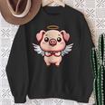 愛らしい天使の豚の漫画とハロー。 スウェットシャツ 年配の女性への贈り物