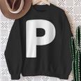 文字p 大文字 アルファベット モノグラム イニシャル スウェットシャツ 年配の女性への贈り物