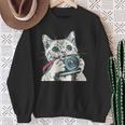 旅行や写真を撮るのに最適なカメラ猫。 スウェットシャツ 年配の女性への贈り物
