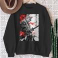 日本のクモユリ 侍 猫 グランジ 浮世絵 アニメアート スウェットシャツ 年配の女性への贈り物