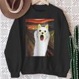 柴犬 面白いtシャツ 犬 ムンクの叫び かわいい メンズ 子供 おもしろ 服 グッズ ネタ わんこ イヌ スウェットシャツ 年配の女性への贈り物