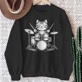猫がドラムを弾く 面白いロックミュージックドラム 猫 スウェットシャツ 年配の女性への贈り物