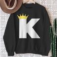 英文字 K 大文字 アルファベット モノグラム イニシャル キング クイーン クラウン スウェットシャツ 年配の女性への贈り物