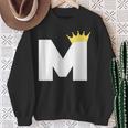 英文字 M 大文字 アルファベット モノグラム イニシャル キング クイーン クラウン スウェットシャツ 年配の女性への贈り物