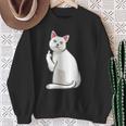 面白い猫 中指 オッドアイドキャット キティ スウェットシャツ 年配の女性への贈り物