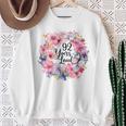 92年間愛された 92歳の誕生日フローラルリース 長袖tシャツ スウェットシャツ 年配の女性への贈り物