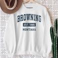 Browning Montana Mt ビンテージ スポーツ 確立 ネイビーデザイン 長袖tシャツ スウェットシャツ 年配の女性への贈り物