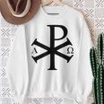 Chi Rho クリスチャン ゴッド アルファ オメガ イエスキリスト キリスト教 スウェットシャツ 年配の女性への贈り物