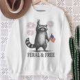 Feral And Free Raccoon Raccoon 4Th Of July Usa Flag Sweatshirt Gifts for Old Women