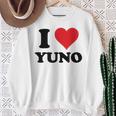 I Heart Yuno ファーストネーム I Love パーソナライズ スウェットシャツ 年配の女性への贈り物