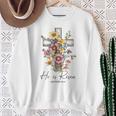 He Is Risen 花柄 十字架 春の花 イースター クリスチャ スウェットシャツ 年配の女性への贈り物