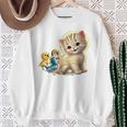 Kitten With Happy Little Birds スウェットシャツ 年配の女性への贈り物