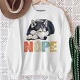 Nope 眠るシベリアンハスキーデザイン 長袖tシャツ スウェットシャツ 年配の女性への贈り物