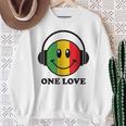 One Love ラスタ レゲエ 音楽 ヘッドホン スマイルフェイス ラスタファリ スウェットシャツ 年配の女性への贈り物