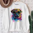 Pug Dog Lovers カラフル ポップアート パグ 長袖tシャツ スウェットシャツ 年配の女性への贈り物