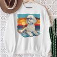 Sunny Day Doggy グラフィックデザイン ビーチレディ 子犬 長袖tシャツ スウェットシャツ 年配の女性への贈り物