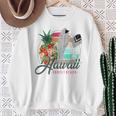 Sunset Beach Hawaii、サーフィンサーフボードレトロ、バックプリント スウェットシャツ 年配の女性への贈り物
