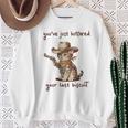 You 'Ve Just Buttered Your Last Biscuit Meow Cowboy Cat Meme 長袖tシャツ スウェットシャツ 年配の女性への贈り物
