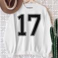【バックプリント・背中側】17 数字 背番号 ユニフォーム ナンバー【ブラック／黒の文字】スポーツ 野球 サッカー 部活 スウェットシャツ 年配の女性への贈り物