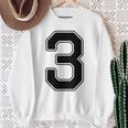 【バックプリント・背中側】3 数字 背番号 ユニフォーム ナンバー【ブラック／黒の文字】スポーツ 野球 サッカー 部活 スウェットシャツ 年配の女性への贈り物