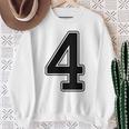 【バックプリント・背中側】4 数字 背番号 ユニフォーム ナンバー【ブラック／黒の文字】スポーツ 野球 サッカー 部活 スウェットシャツ 年配の女性への贈り物