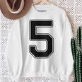 【バックプリント・背中側】5 数字 背番号 ユニフォーム ナンバー【ブラック／黒の文字】スポーツ 野球 サッカー 部活 スウェットシャツ 年配の女性への贈り物