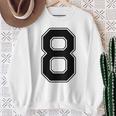 【バックプリント・背中側】8 数字 背番号 ユニフォーム ナンバー【ブラック／黒 の文字】スポーツ 練習着 部活 スウェットシャツ 年配の女性への贈り物
