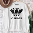 【バックプリント・背中側】アシデス Asides 足です。【変なデザイン屋さん】スポーツ ブランド パロディ 面白 スウェットシャツ 年配の女性への贈り物