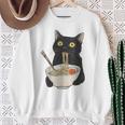 おもしろ猫 食べる 麺 ラーメン 日本猫 食べる 麺 スウェットシャツ 年配の女性への贈り物