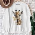 かわいい水彩画 キリン 赤ちゃん 美的 動物 アート 絵画 長袖tシャツ スウェットシャツ 年配の女性への贈り物