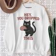 この脳みそのかわいい黒猫のミームを落とした 長袖tシャツ スウェットシャツ 年配の女性への贈り物