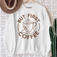 でもファーストコーヒー面白いコーヒー好き スウェットシャツ 年配の女性への贈り物