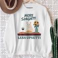 より多くのスパゲッティ、より少ないアップセッティ、イタリア料理 猫愛好家 スウェットシャツ 年配の女性への贈り物