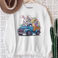 イースタートラッカー-面白いイースターバニーボーイズイースターネストトラック 長袖tシャツ スウェットシャツ 年配の女性への贈り物