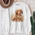 クリーム色の花のダックスフント 愛らしいミニドキシー犬 スウェットシャツ 年配の女性への贈り物