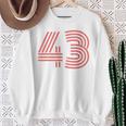 クールなレトロなレタリングジャージ、背番号43 Fourtythree スウェットシャツ 年配の女性への贈り物