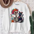 スケルトン ハグ 猫 シュガー スカル Día Los Muertos ハロウィン スウェットシャツ 年配の女性への贈り物