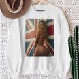 セクシーガールグラフィックtシャツ 「ホットピンナップガール&イギリスの旗」 長袖tシャツ スウェットシャツ 年配の女性への贈り物