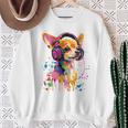 チワワの恋人 ポップアート ヘッドフォンを着て おもしろい チワワ 長袖tシャツ スウェットシャツ 年配の女性への贈り物