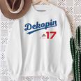 デコピン 大谷 Dekopin 愛犬 Decoy 二刀流 Decopin 野球 ユニホーム風 犬 かわいい 長袖tシャツ スウェットシャツ 年配の女性への贈り物