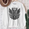 トライバル グレートフクロウ トーテム タトゥー 幾何学模様 スウェットシャツ 年配の女性への贈り物