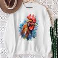 ニワトリ 動物 絵画 グラフィック 抽象 カラフル チキン スウェットシャツ 年配の女性への贈り物