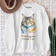 ノルウェージャンフォレストキャット 水彩画ポートレート2 スウェットシャツ 年配の女性への贈り物