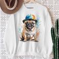 パグ、スナップバック キャップ、犬、カラフル、面白い、動物プリント スウェットシャツ 年配の女性への贈り物