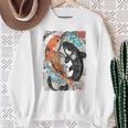 ビンテージ グラフィティ 錦鯉 魚 鯉 長袖tシャツ スウェットシャツ 年配の女性への贈り物