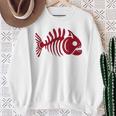 ピラニアスケルトン。魚の頭蓋骨と骨の様式化されたデザイン。 スウェットシャツ 年配の女性への贈り物