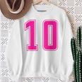 ピンク色背番号 10 チーム短大スポーツピンク色背番号付きユニフォーム スウェットシャツ 年配の女性への贈り物
