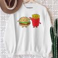 フライドポテト ハンバーガー チーズバーガー 友達 ファストフード フライドポテト スウェットシャツ 年配の女性への贈り物