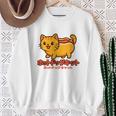 ホットドッグ 猫 かわいい 和 面白い 食べ物 動物 長袖tシャツ スウェットシャツ 年配の女性への贈り物